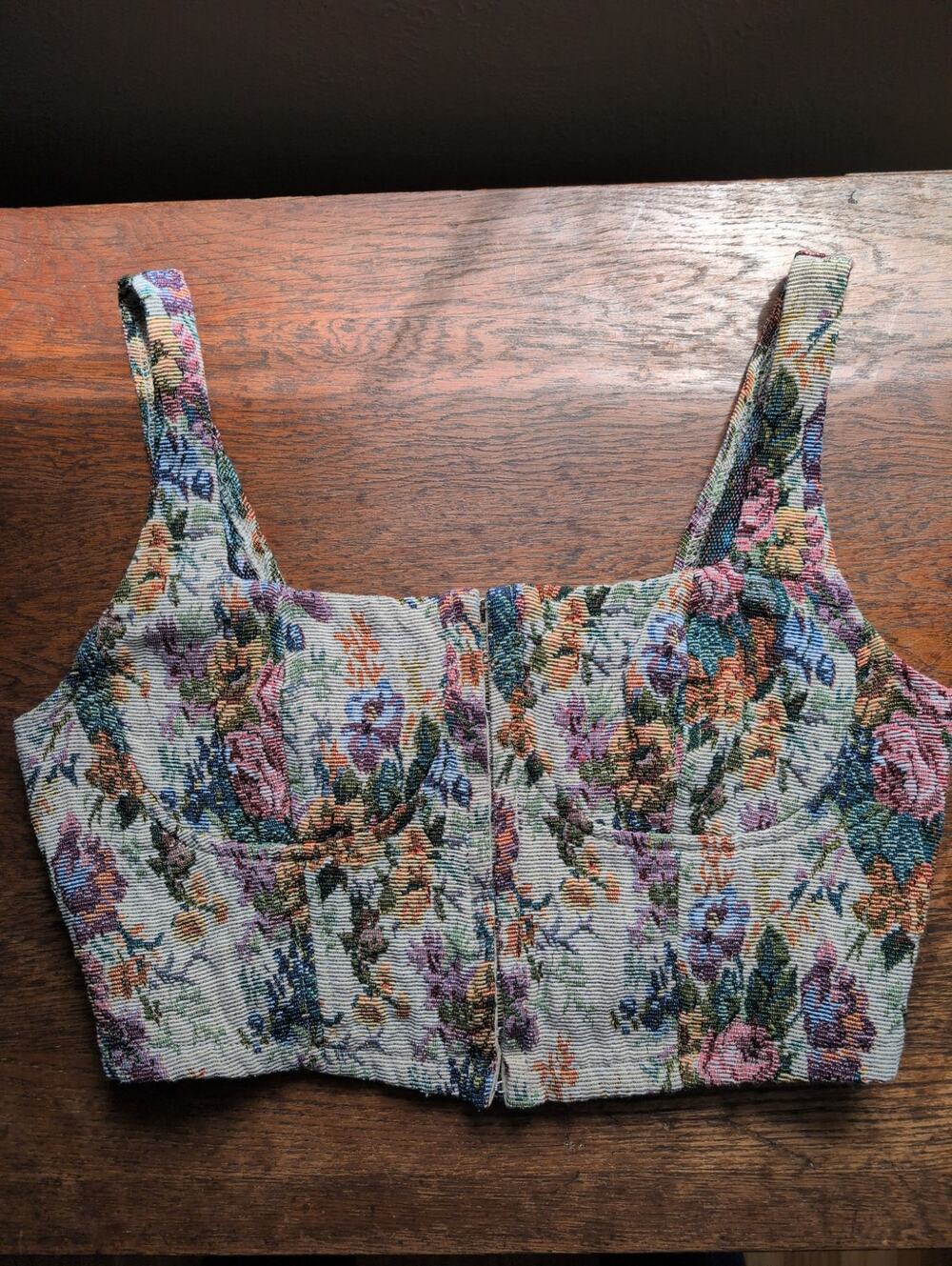 Wild Fable Corset Floral Tapestry Tank Bustier Crop M Smocked Boho Renaissance